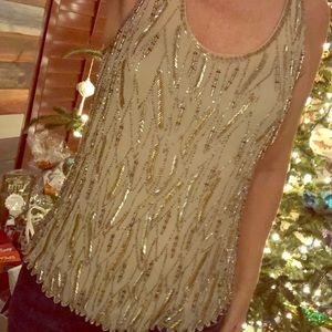 Calypso St Barth beaded tan Top